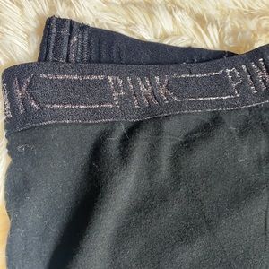 Black Cotton PINK Leggings with Glitter Waistband